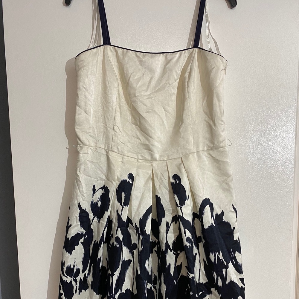 Cream and navy formal dress